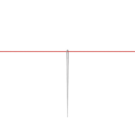 Needle in silver design hanging on red threadのイラスト素材