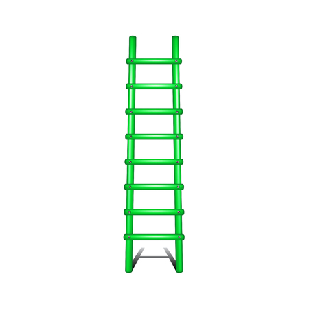Wooden ladder in green design with shadow leading upのイラスト素材