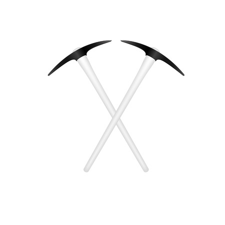 Two crossed mattocks in black design with white handle