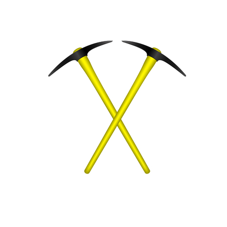 Two crossed mattocks in black design with yellow handleのイラスト素材