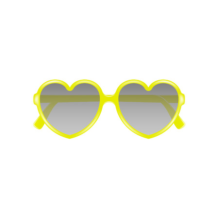 Sun glasses in shape of heart in yellow designのイラスト素材