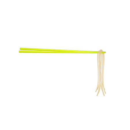 Wooden chopsticks in yellow design holding noodlesのイラスト素材