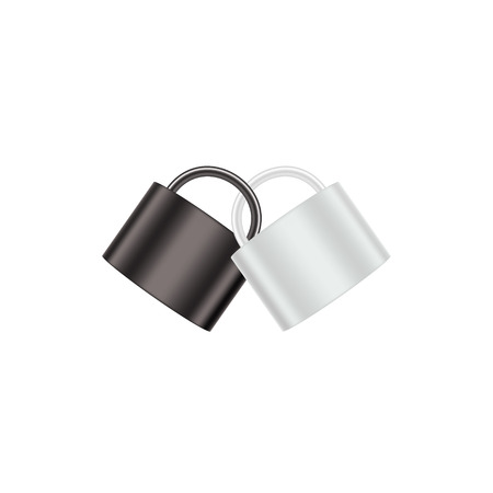 Two connected padlocks in black and white designのイラスト素材