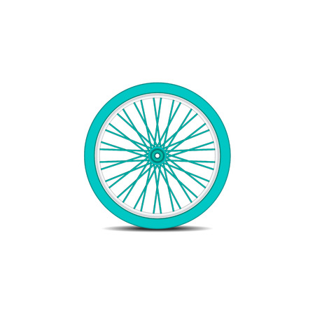 Bicycle wheel in cyan design with shadowのイラスト素材