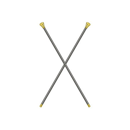 Two crossed elegant walking sticks Vector illustration.のイラスト素材