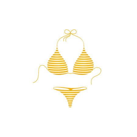 Striped bikini suit in orange and white designのイラスト素材