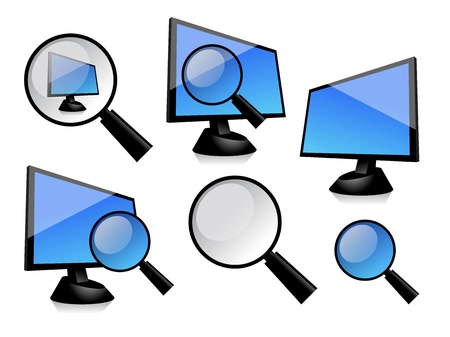 The simply image of monitor with magnifierのイラスト素材
