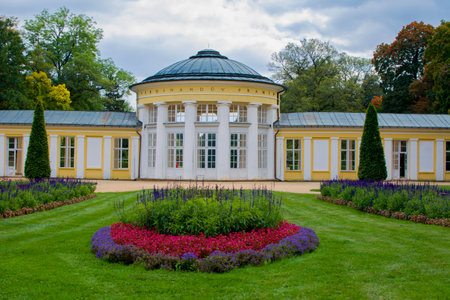 Colonnade of mineral water spring Ferdinand in the small west Bohemian spa town Marianske Lazne (Marienbad) - Czech Republicのeditorial素材