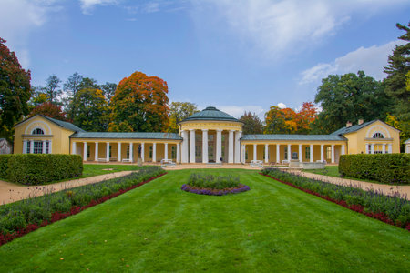 Colonnade of mineral water spring Ferdinand in the small west Bohemian spa town Marianske Lazne (Marienbad) - Czech Republicのeditorial素材