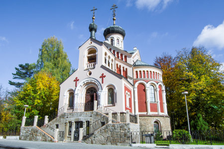 Russian Orthodox Church of St. Vladimir - Marianske Lazne (Marienbad) - great famous Bohemian spa town in the western part of the Czech Republic (Carlsbad region)のeditorial素材