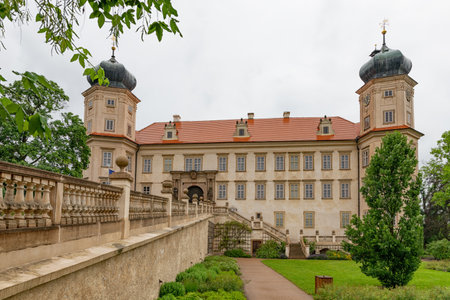 A quadrangular chateau in Mnisek pod Brdy, situated in the picturesque landscape of the Brdy Highlands near Prague - Central Bohemia - Czech Republicのeditorial素材