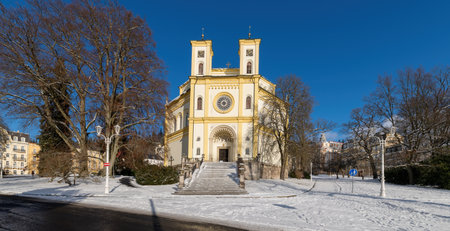 Roman Catholic Church of the Virgin Mary Assumption - small spa town Marianske Lazne (Marienbad) - Czech Republic (region Karlovy Vary)の写真素材