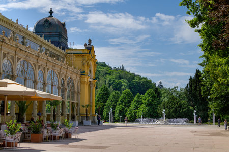 Marianske Lazne, Czech Republic - June 16, 2022: Main colonnade in Czech spa town Marianske Lazne (Marienbad) - Czech Republic, Europeのeditorial素材