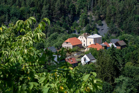 View of the village of Melnik, Melnik Valley, Sloveniaの写真素材