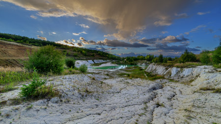 Former kaolin quarry called Maldives near the village Nepomysl - evening photos - Czech Republic,...