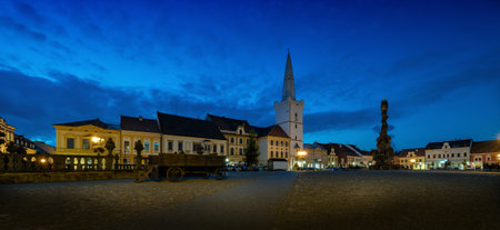 Night photography of Czech historic town of KadaÅ - Czech Republic, Europeの写真素材