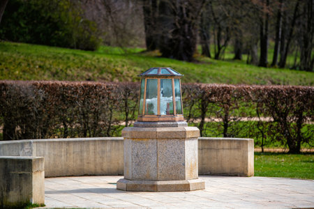 Marianske Lazne, Czech Republic - April 7, 2023: cold mineral water spring Ferdinand - spring in the park of great spa town Marianske Lazne (Marienbad)のeditorial素材