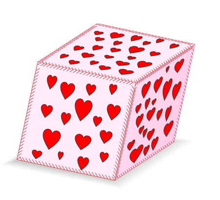 Cube with hearts for Valentineのイラスト素材