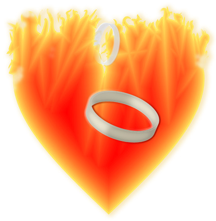 Symbol burning heart goodbye to segregate.の写真素材
