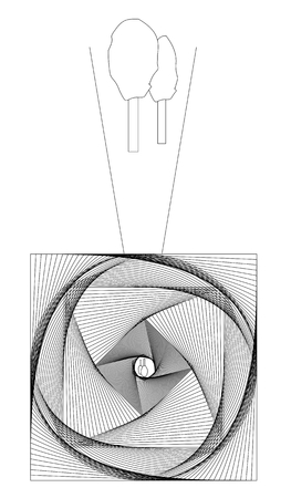 Abstract drawing of photographic aperture widths on treesのイラスト素材