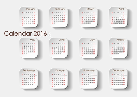 3d color calendar month are on each loop Separate tiles 2016のイラスト素材