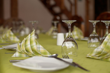 Traditional table setting for casual lunch, dinner or celebrating an event