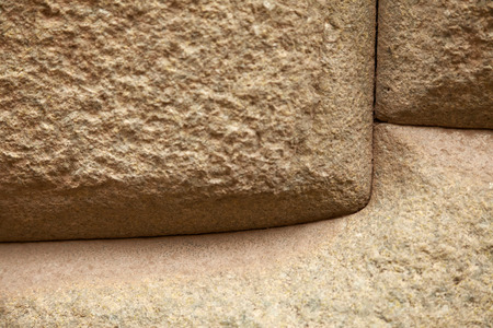 Detail of Inca wall in city of Cuzco in Peruの写真素材