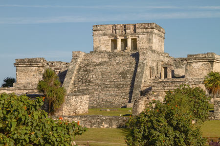 Mayan Ruins of Temple in Tulum Mexico.の写真素材