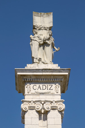 Detail of Monument to the Constitution of 1812 at Spain Square in Cadiz, Spain.の写真素材