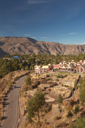 View of Chivay town in Peru.の写真素材