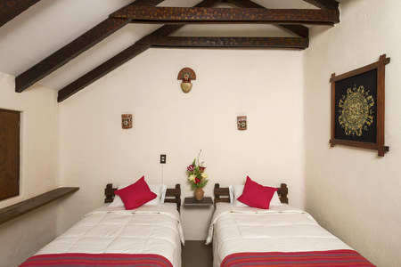 CHIVAY, AREQUIPA, PERU - NOVEMBER 25, 2015: Room interier in a traditional hotel in Chivay, Arequipa, Peru.のeditorial素材