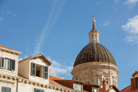 Dome of the Cathedral of the Assumption of the Virgin Mary in Dubrovnik, Croatia.の写真素材