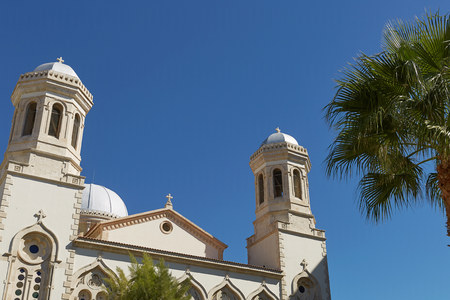 Church during beautiful summer day in Limassol, Cyprus.の写真素材