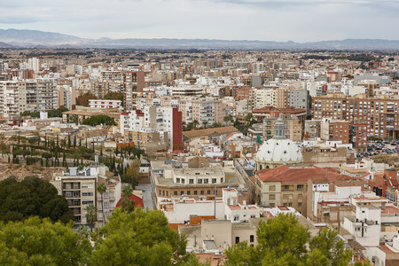 Overview of a city of Cartagena in region Murcia in Spain.の写真素材