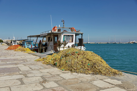 ZAKYNTHOS, GREECE - OCTOBER 17, 2017: Fishing Boats Docking in Zakynthos Island, Ionian Sea, Greece, Europeのeditorial素材
