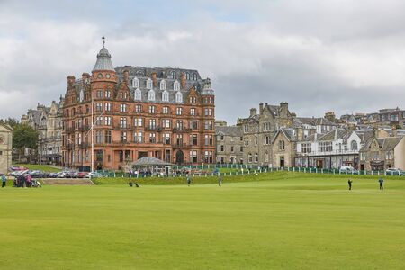 ST. ANDREWS, FIFE, SCOTLAND - SEPTEMBER 5, 2017: St. Andrews Clubhouse and Golf Course of the Royal & Ancient where golf was founded in 1754, considered by many to be theのeditorial素材