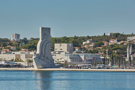 LISBON / PORTUGAL - OCTOBER 02, 2017: Padrao dos Descobrimentos (Discovery Monument) is an imposing architectural achievement in Belem district of Lisbon, Portugalのeditorial素材