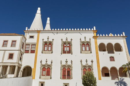 Palace of Sintra (Palacio Nacional de Sintra) in Sintra Portugal during a beautiful summer dayのeditorial素材