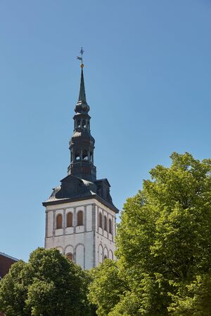 Downtown architecture of old town city of Tallinn in Estonia.の写真素材