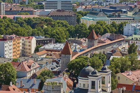 TALLINN, ESTONIA - JULY 07, 2017: Downtown architecture of old town city of Tallinn in Estonia.のeditorial素材