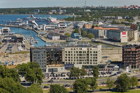 TALLINN, ESTONIA - JULY 07, 2017: View of the town and the port of the city of Tallinn in Estonia.のeditorial素材