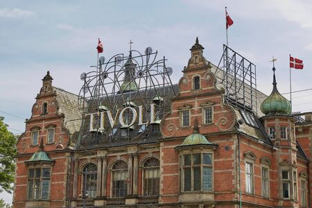 COPENHAGEN, DENMARK - JUNE 28, 2017: The main entrance gate into Tivoli amusement park in Copenhagen, Denmark.のeditorial素材