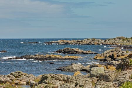 Coast line of Baltic Sea near the village of Svaneke on Island Bornholm in Denmark.の写真素材