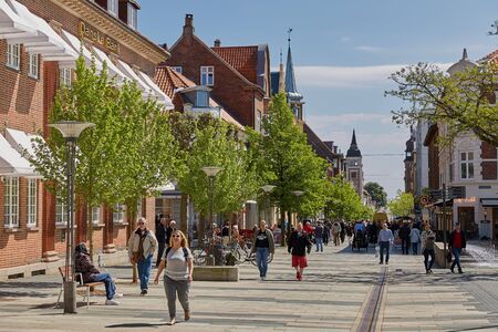 FREDERICIA, DENMARK - MAY 24, 2017: Summer morning view of streets in Fredericia city, Denmark. City was founded in 1650 by Frederick III, after whom it was named.のeditorial素材