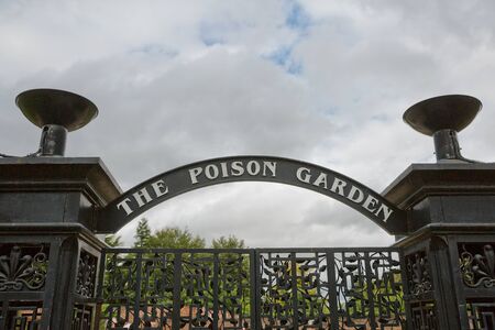 ALNWICK, NORTHUMBERLAND, ENGLAND, UK - SEPTEMBER 10, 2017: Alnwick Garden - entrance into the poison...