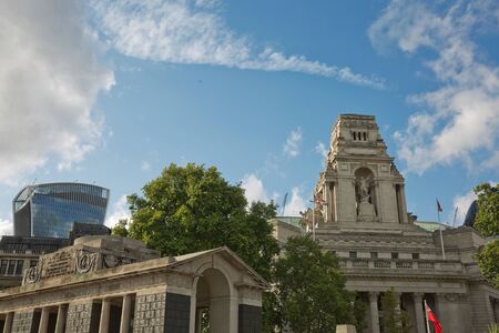 LONDON, UK - SEPTEMBER 08, 2017: View of architecture of the city of London in UK alongside the riverbank of River Thames.のeditorial素材