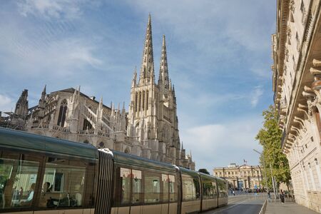 BORDEAUX, FRANCE â€“ SEPTEMBER 27, 2017: City life and architecture in the downtown of Bordeaux...