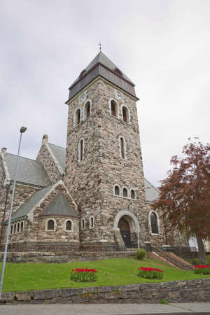 View of a historical stone church in Alesund Norway.のeditorial素材