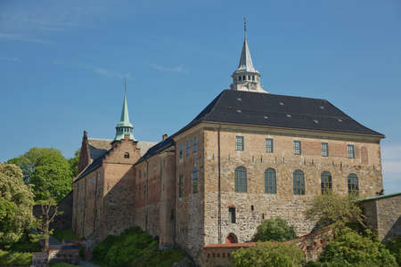 Akershus Fortress or Akershus Castle of Oslo in Norway is a medieval castle that was built to protect and provide a royal residence.のeditorial素材