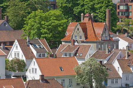 STAVANGER, NORWAY - JUNE 01, 2017: Aerial view of Stavanger in Norway. One of the most beautiful cities in Scandinavia and the oil capital of the country.のeditorial素材